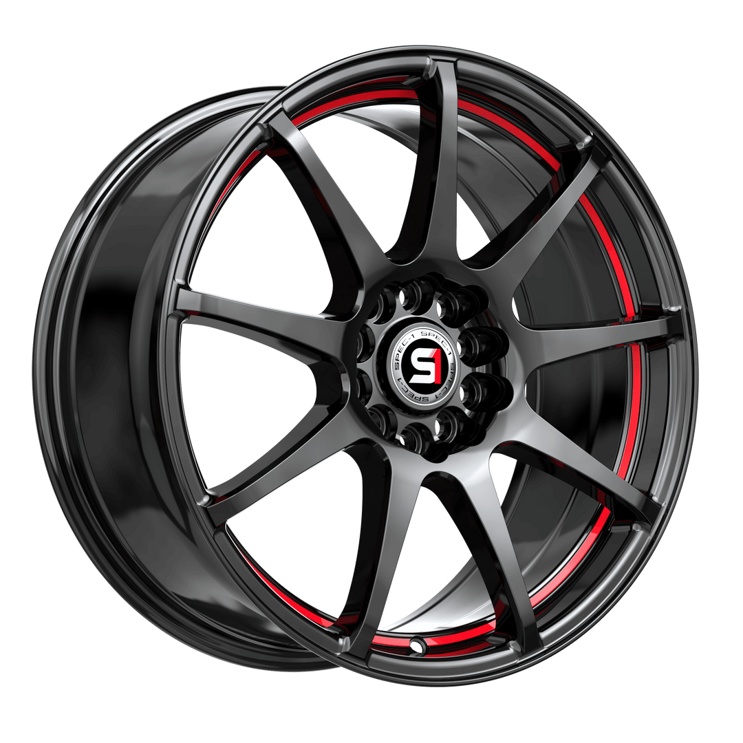 Spec-1 Racing SP-67GBRL 17x7 5x100 / 5x114.3 42 73.1 Gloss Black / Red Line