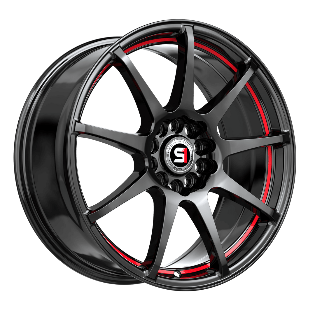 Spec-1 Racing SP-67GBRL 18x8 5x114.3 / 5x120 38 73.1 Gloss Black / Red Line