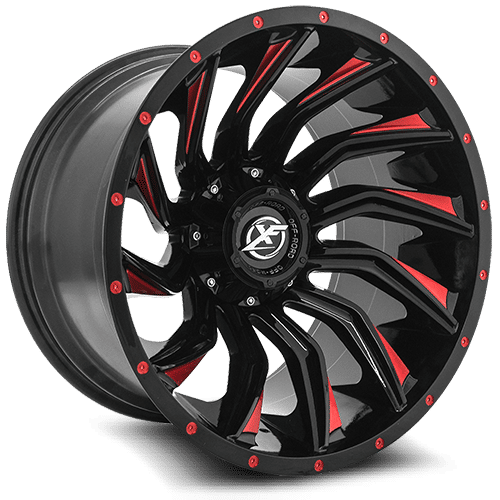 XF Offroad XF-224 20x10 5x127 / 5x139.7 -24 78.1 Gloss Black Red Milling