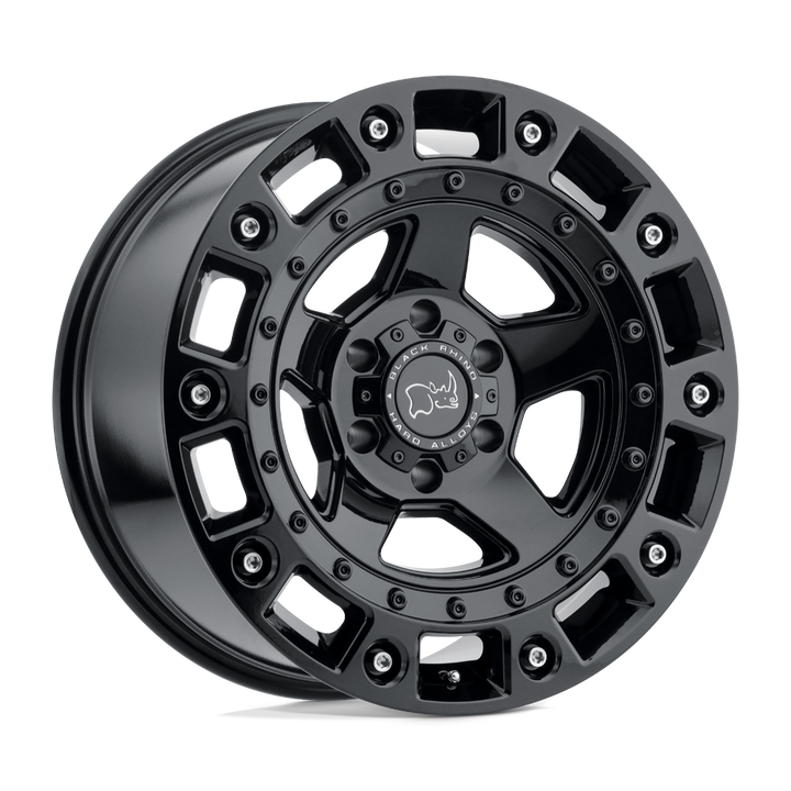 Black Rhino Cinco 20x9.5 6x139.7 12 112.1 Gloss Black W / Stainless Bolt