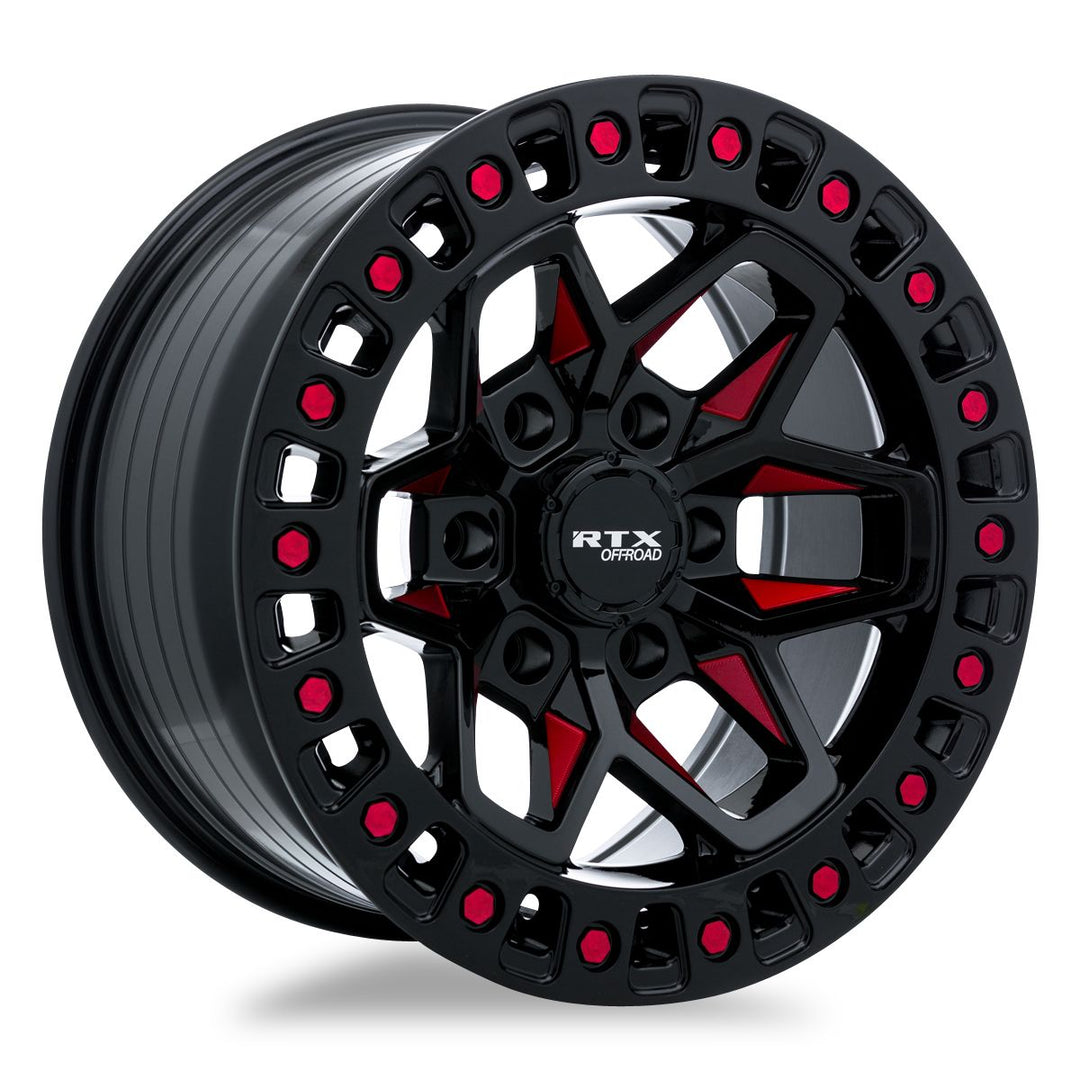 RTX Zion 17x9 5x127 -15 71.5 Black Milled Red