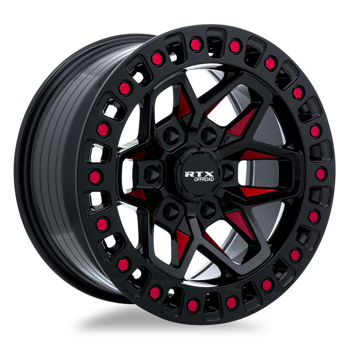 RTX Zion 17x9 5x127 -15 71.5 Black Milled Red