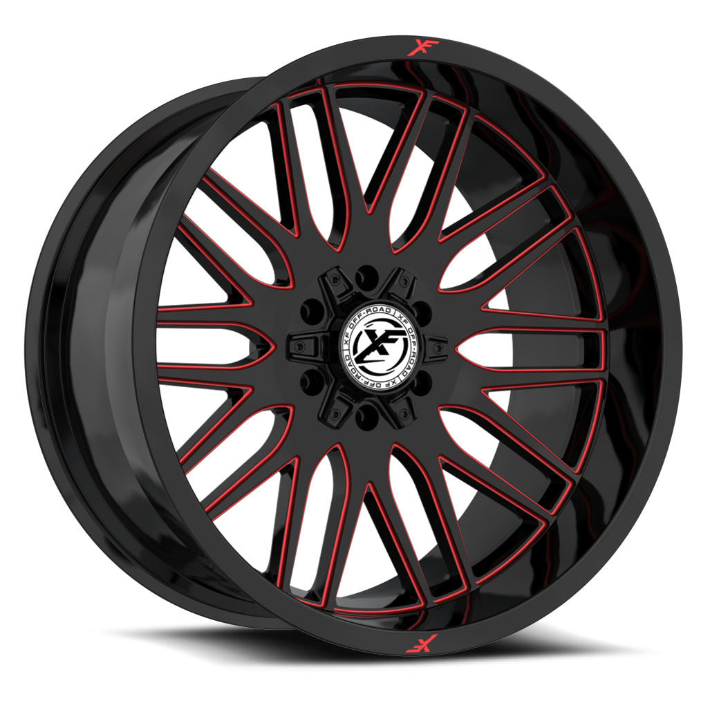 XF Offroad XF-240 20x10 8x165 / 8x170 -12 125.2 Gloss Black Milled Red