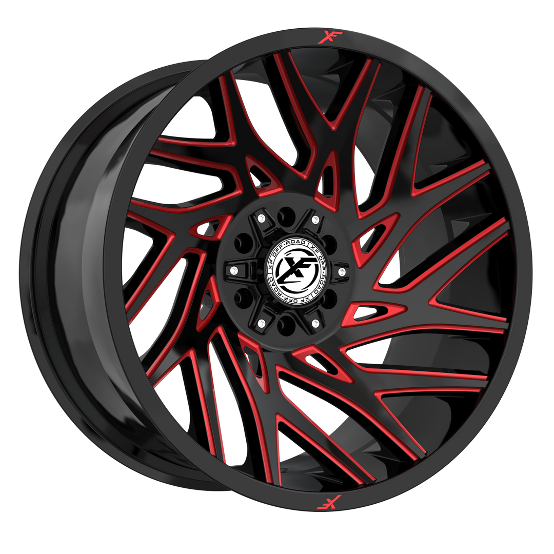 XF Offroad XF-229 20x10 5x127 / 5x139.7 -12 78.1 Gloss Black & Red Milled