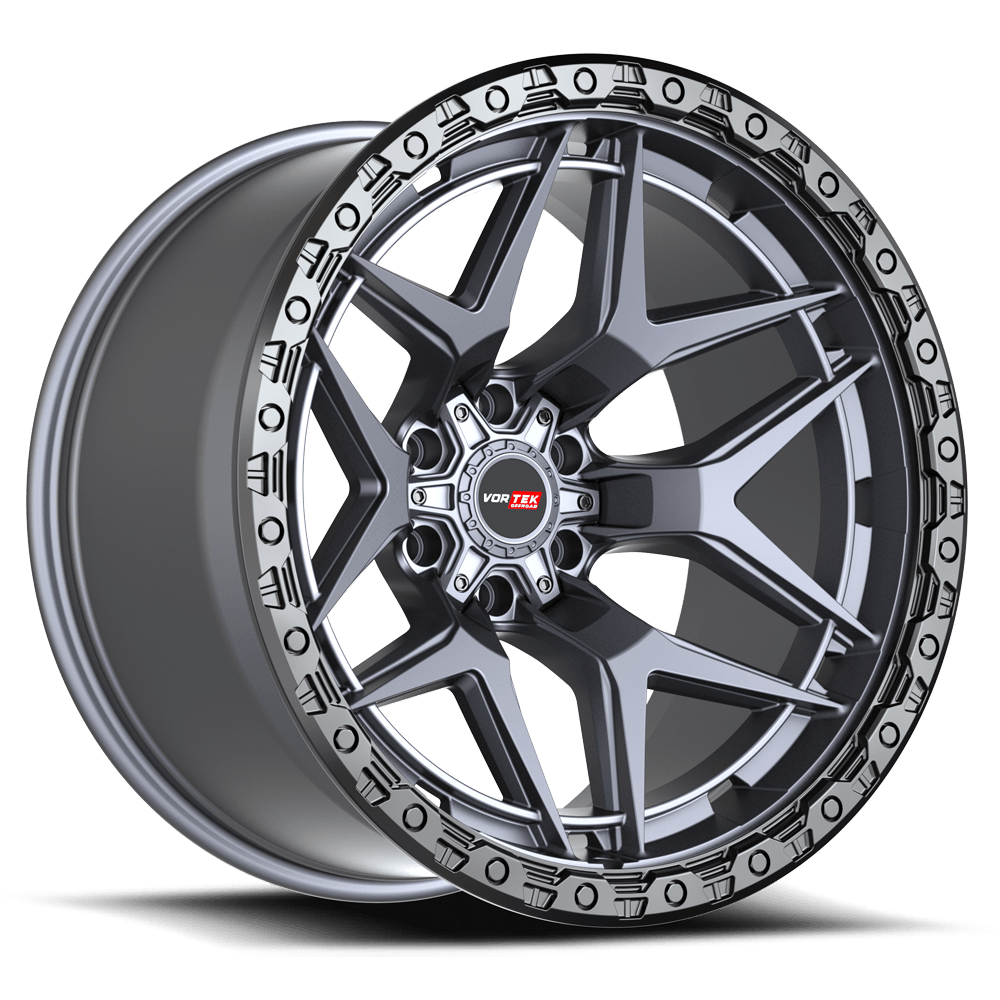 Vortek VRT-603 17x9 6x135 / 6x139.7 12 106.1 Matte Titanium With Black Bead Ring