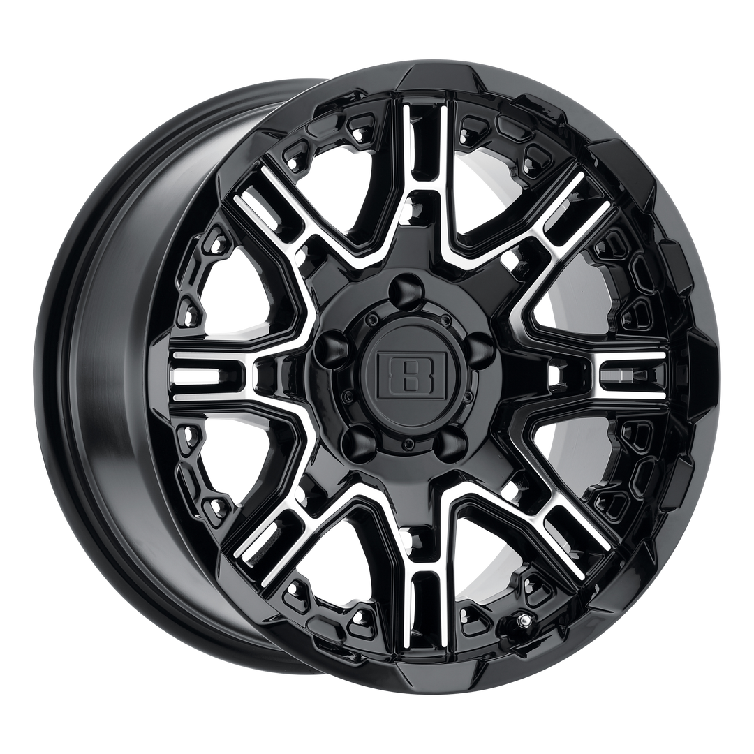 Level 8 Slingshot 20x11.5 5x127 -44 71.5 Gloss Black W / Machined Face