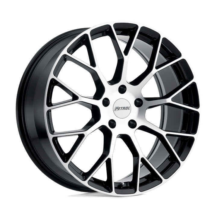 Petrol P2b 16x7 5x100 40 72.1 Gloss Black W / Machined Face