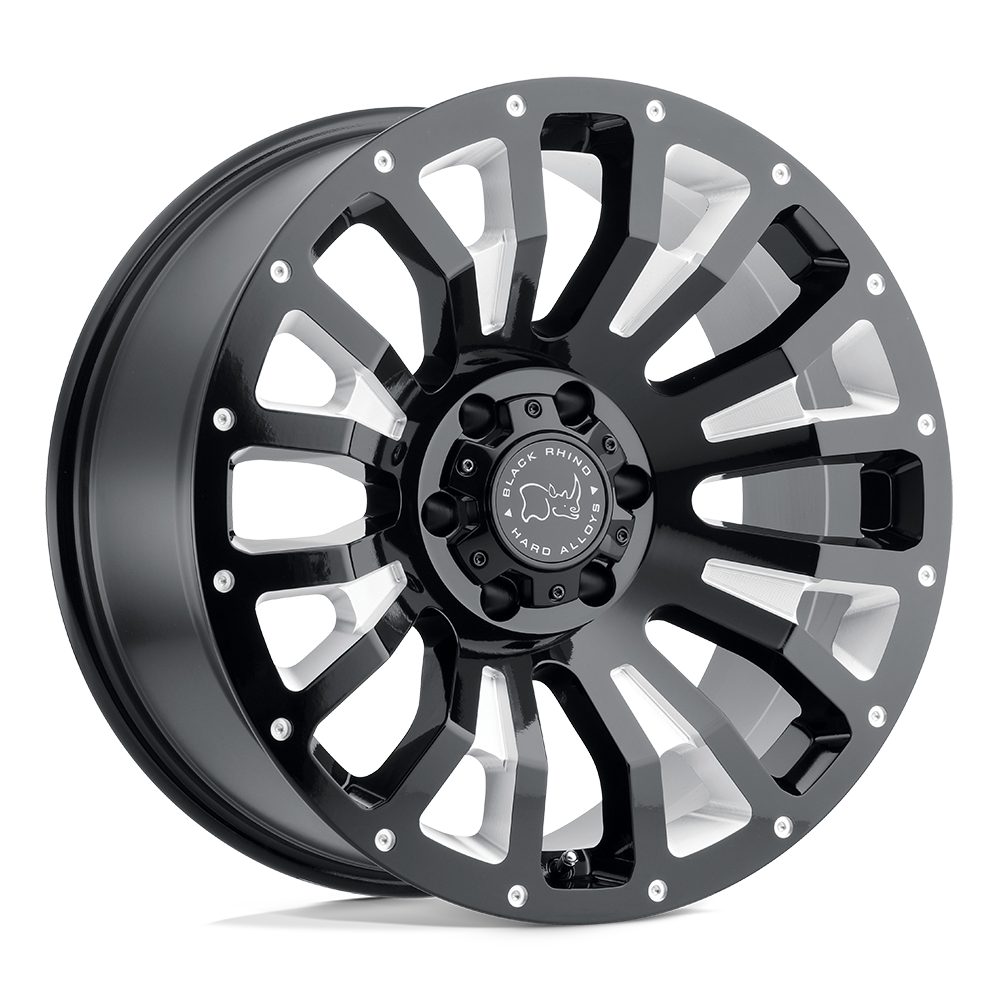 Black Rhino Pinatubo 20x12 6x139.7 -44 112.1 Gloss Black W / Milled Inside Window