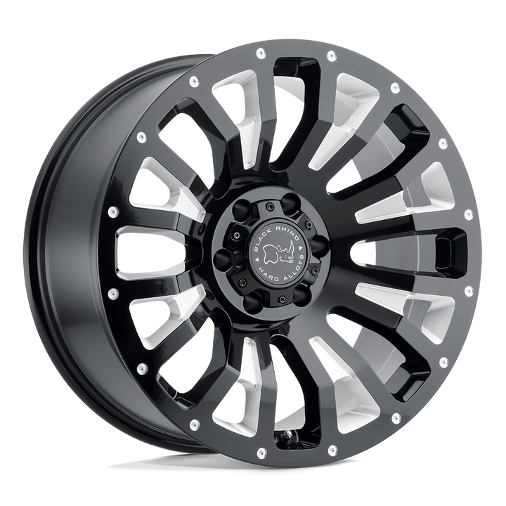 Black Rhino Pinatubo 20x12 6x139.7 -44 112.1 Gloss Black W / Milled Inside Window