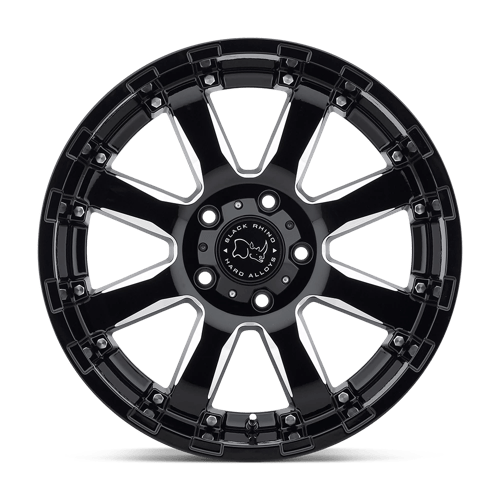Black Rhino Sierra 17x9 5x127 -12 78.1 Noir Brillant Avec Rayons Fraisés