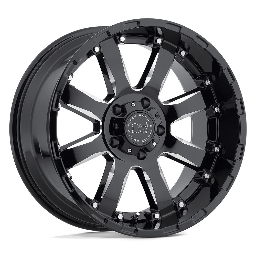 Black Rhino Sierra 17x9 5x127 -12 78.1 Noir Brillant Avec Rayons Fraisés