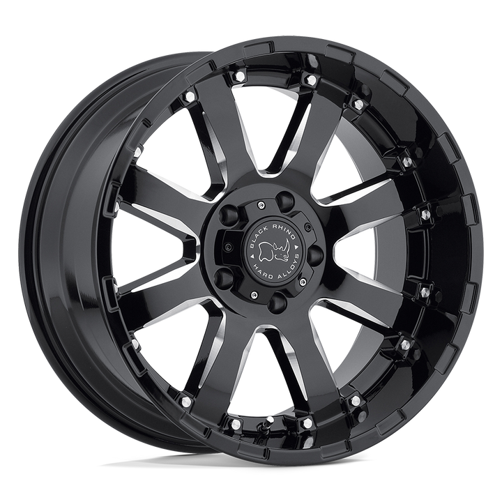 Black Rhino Sierra 17x9 6x120 12 67.06 Noir Brillant Avec Rayons Fraisés