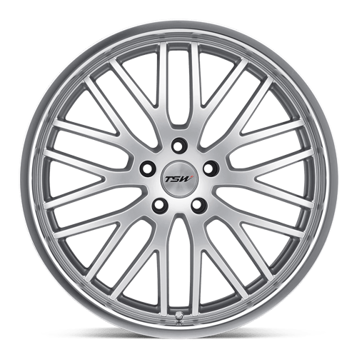 TSW SNETTERTON 19X8 5X112 45 72.1 HYPER ARGENT AVEC LÈVRE COUPE MIROIR