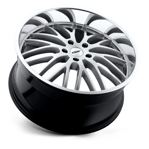TSW SNETTERTON 19X8 5X112 45 72.1 HYPER ARGENT AVEC LÈVRE COUPE MIROIR