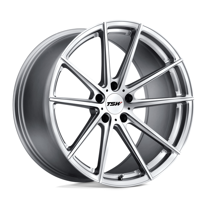 TSW BATHURST 19X8.5 5X114.3 15 76.1 ARGENT AVEC FACE COUPE MIROIR