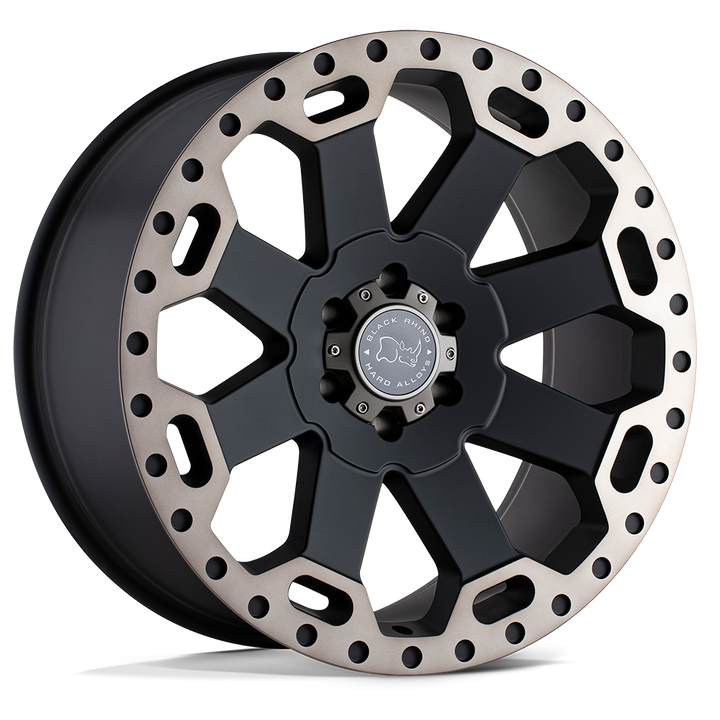 Black Rhino Warlord 17x8 5x114.3 35 76.1 Noir mat avec teinte foncée usinée