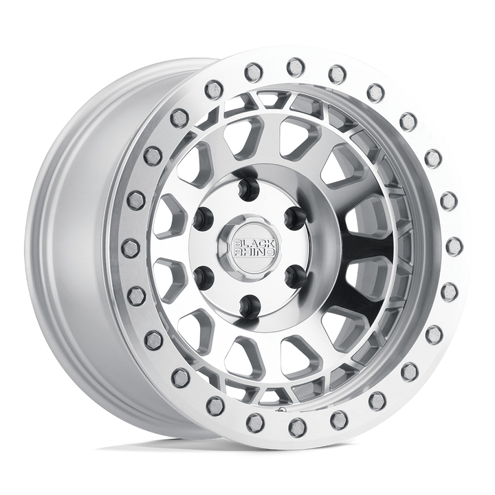 Black Rhino Primm 18x9.5 8x170 0 125.1 Argent avec visage miroir et anneau usiné