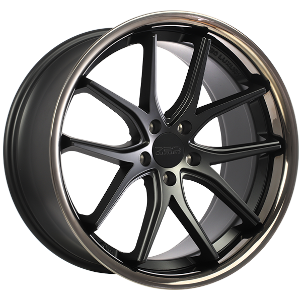 720 Luxury Vanquish 20x9 5x112 25 66.6 Satin Black - Black Stainless Lip