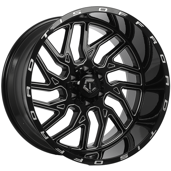 TIS 544 22x12 6x135 / 6x139.7 -44 108.1 Gloss Black - Milled Edge