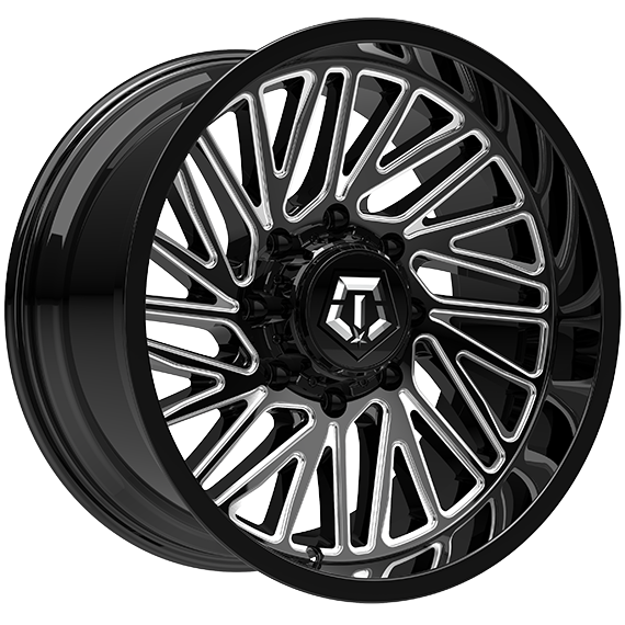 TIS 553 22x10 8x180 -12 124.3 Gloss Black - Milled Edge