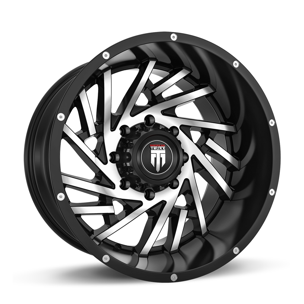 AMERICAN TRUXX WEB AT161 20x12 5x127  -44 78.1 BLACK/MACHINED - TheWheelShop.ca