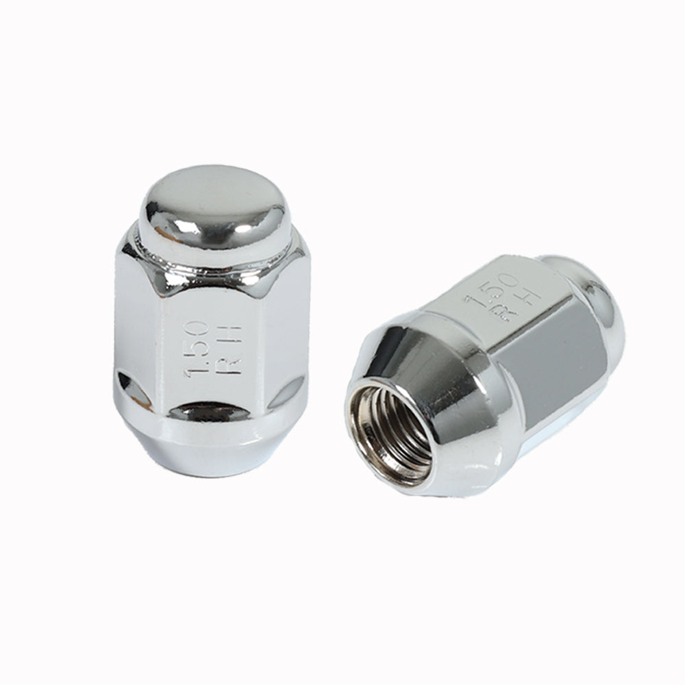 Acorn Chrome Nut 2PC 60° Bulge Seat-12x1.50mm-21mm Hex-Premium - 611B2AC-35CN