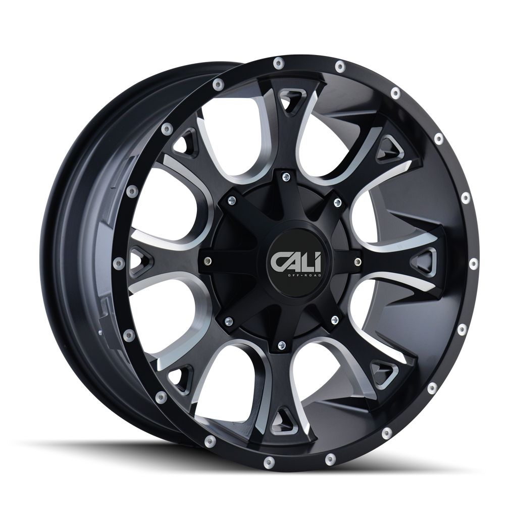 CALI OFF-ROAD ANARCHY 9103 22x12 8x180  -44 124.1 SATIN BLACK/MILLED SPOKES - TheWheelShop.ca