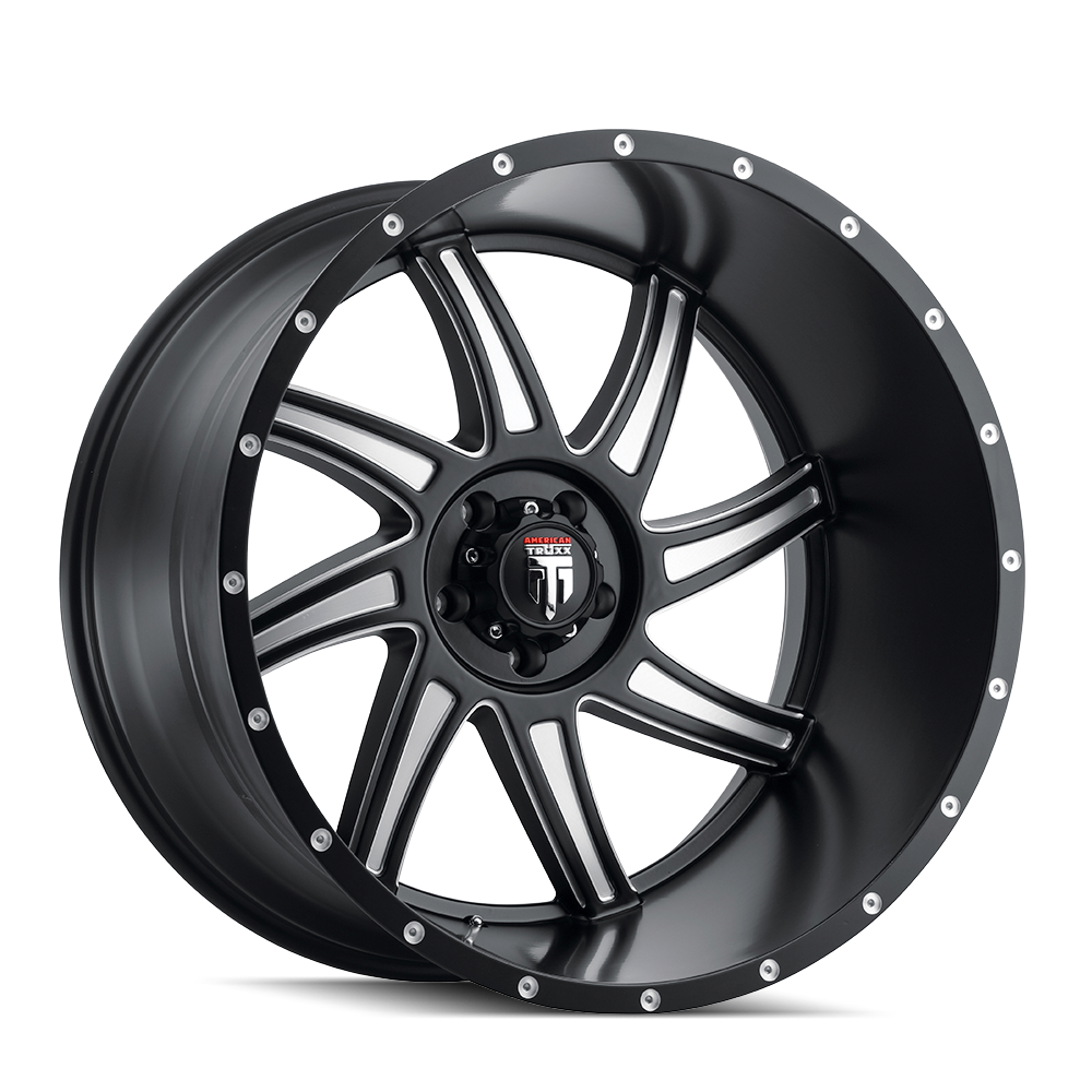 AMERICAN TRUXX VORTEX AT162 20x10 6x135  -24 87.1 BLACK/MILLED - TheWheelShop.ca