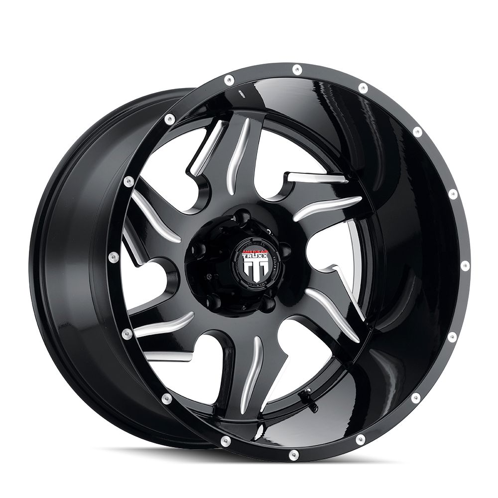 AMERICAN TRUXX NINJA AT163 22x14 5x150  -76 110.3 BLACK/MILLED - TheWheelShop.ca