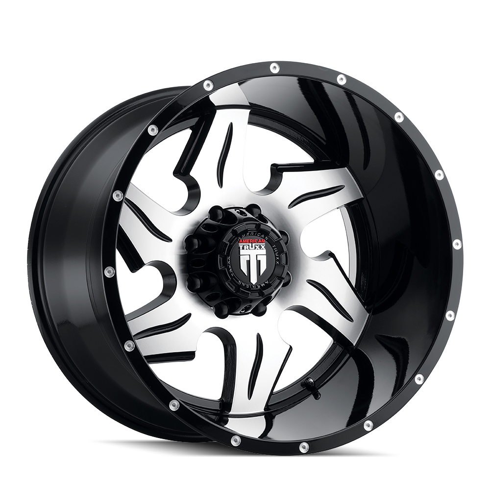 AMERICAN TRUXX NINJA AT163 22x14 8x180  -76 125.2 BLACK/MACHINED - TheWheelShop.ca