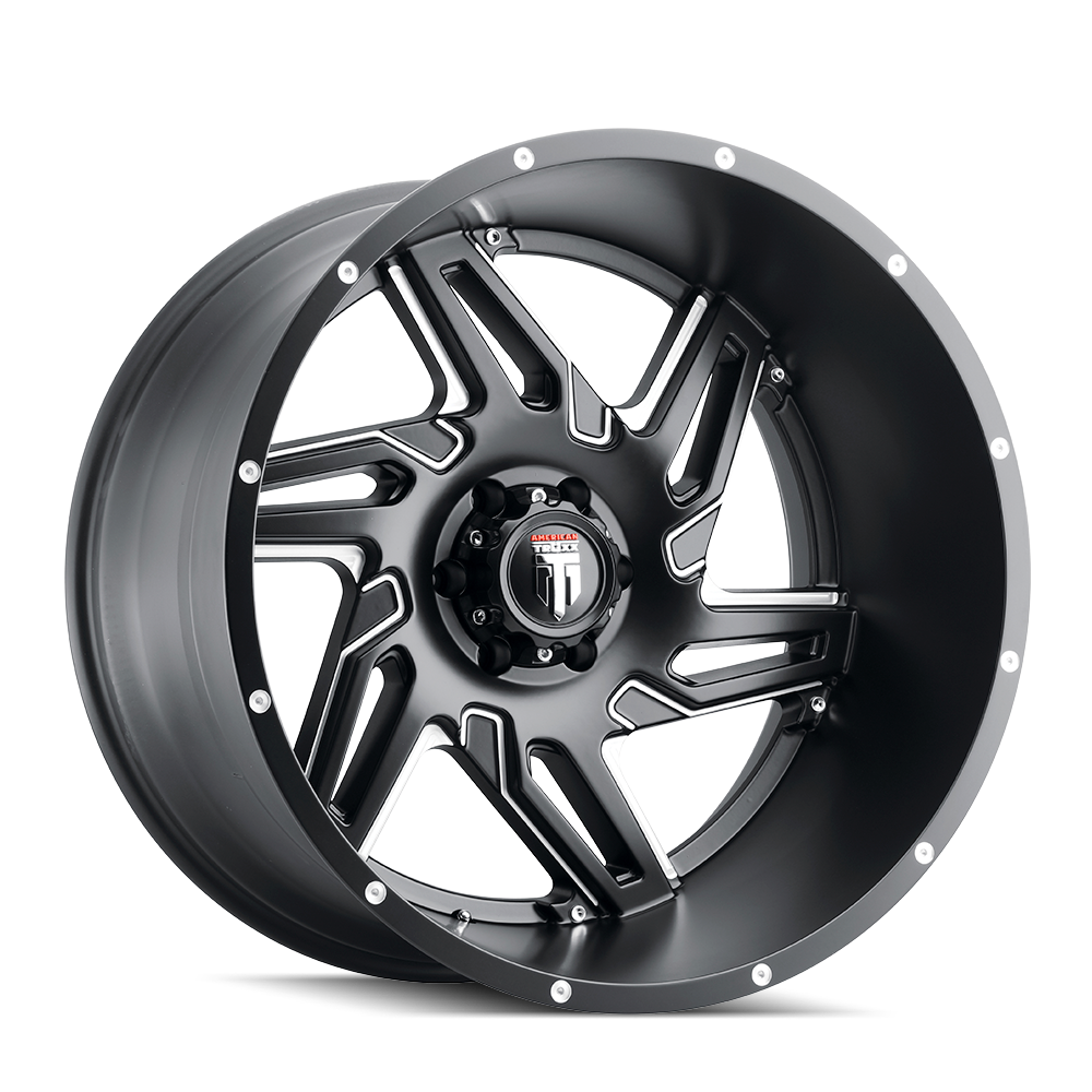 AMERICAN TRUXX SPURS AT186 24x14 8x180  -76 125.2 BLACK/MILLED - TheWheelShop.ca