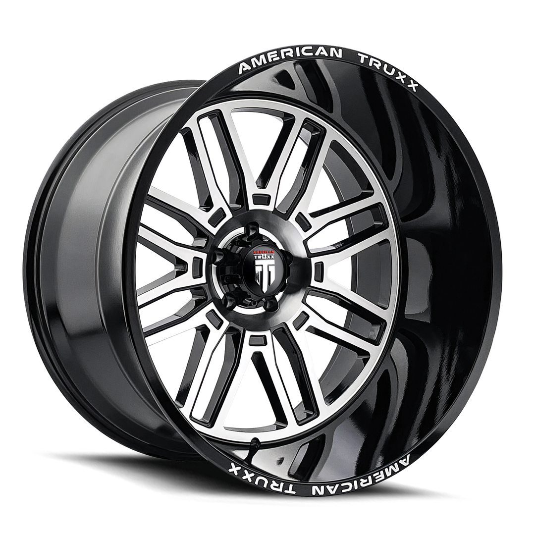 American Truxx Restless AT1915 24x14 6x135 -76 87.1 Gloss Black Machined