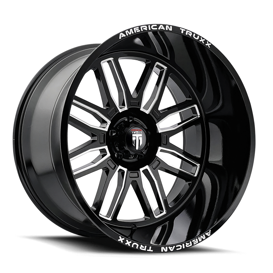 American Truxx Restless AT1915 24x14 6x139.7 -76 106 Gloss Black Milled