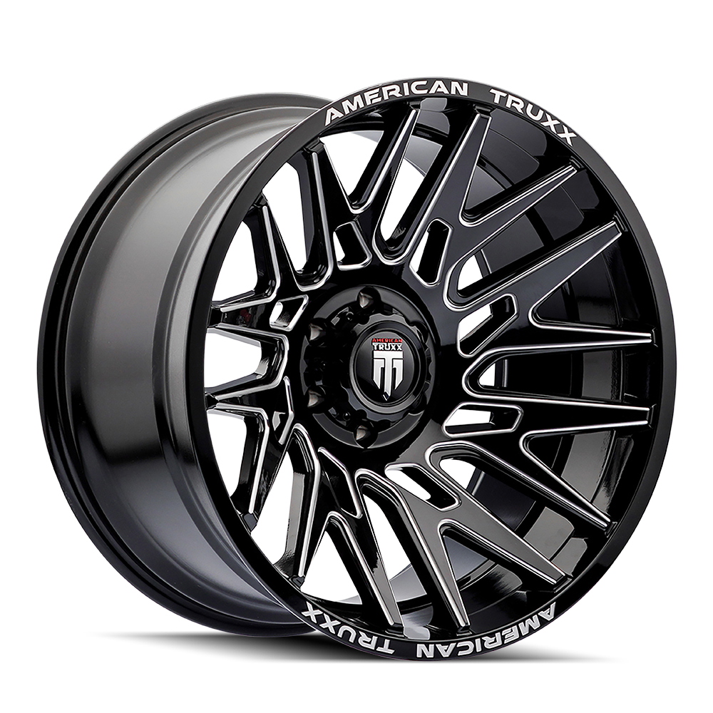 American Truxx Evolution AT1919 22x12 8x165.1 -44 125.2 Gloss Black Milled