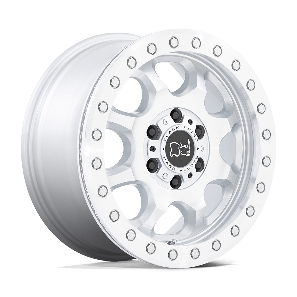Black Rhino Venture Beadlock 17x8 6x130 38 84.1 Gloss Silver With Machined Face