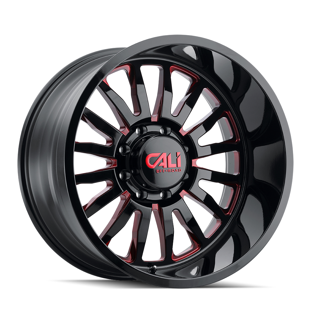 Cali Off-Road Summit 9110 20x10 8x180 -25 124.1 Gloss Black Milled Prism Red
