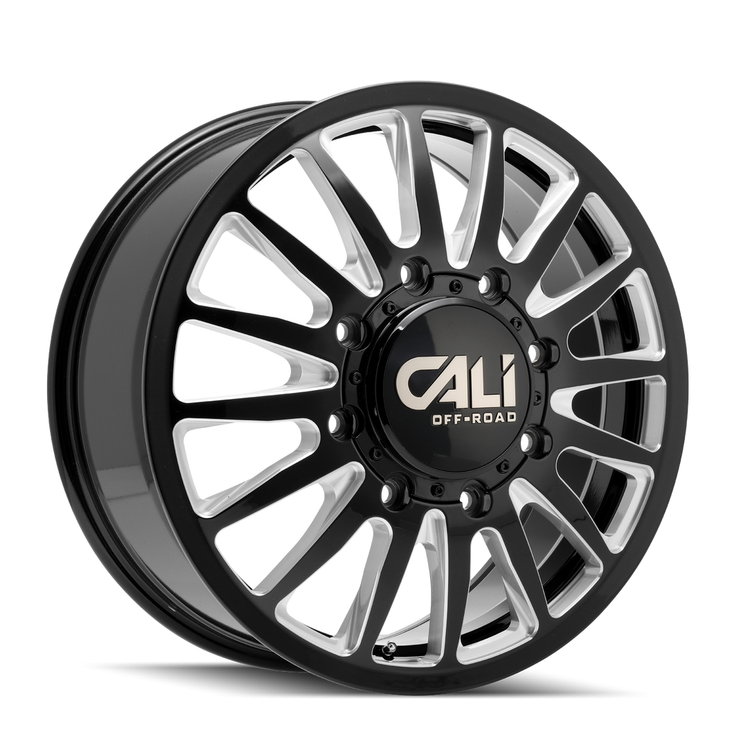 CALI OFF-ROAD SUMMIT DUALLY 9110D 20x8.25 8x200  115 142 GLOSS BLACK/MILLED SPOKES - TheWheelShop.ca