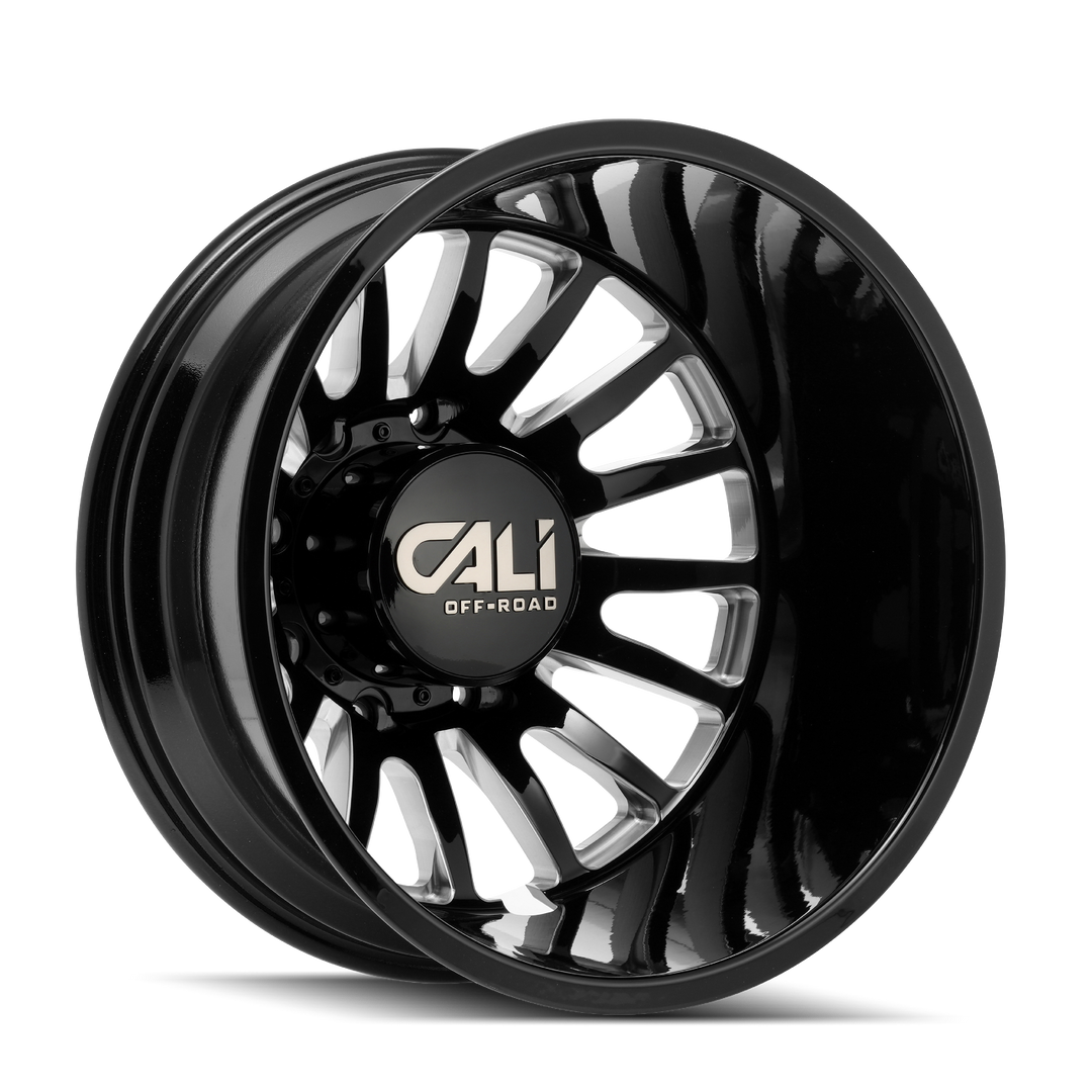 CALI OFF-ROAD SUMMIT DUALLY 9110D 22x8.25 8x165.1  -232 121.3 GLOSS BLACK/MILLED SPOKES - TheWheelShop.ca