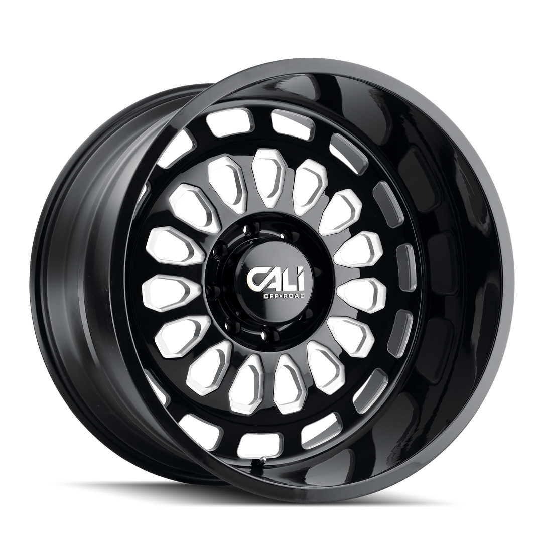 CALI OFF-ROAD PARADOX 9113 20x10 6x135  -25 87.1 GLOSS BLACK/MILLED SPOKES - TheWheelShop.ca