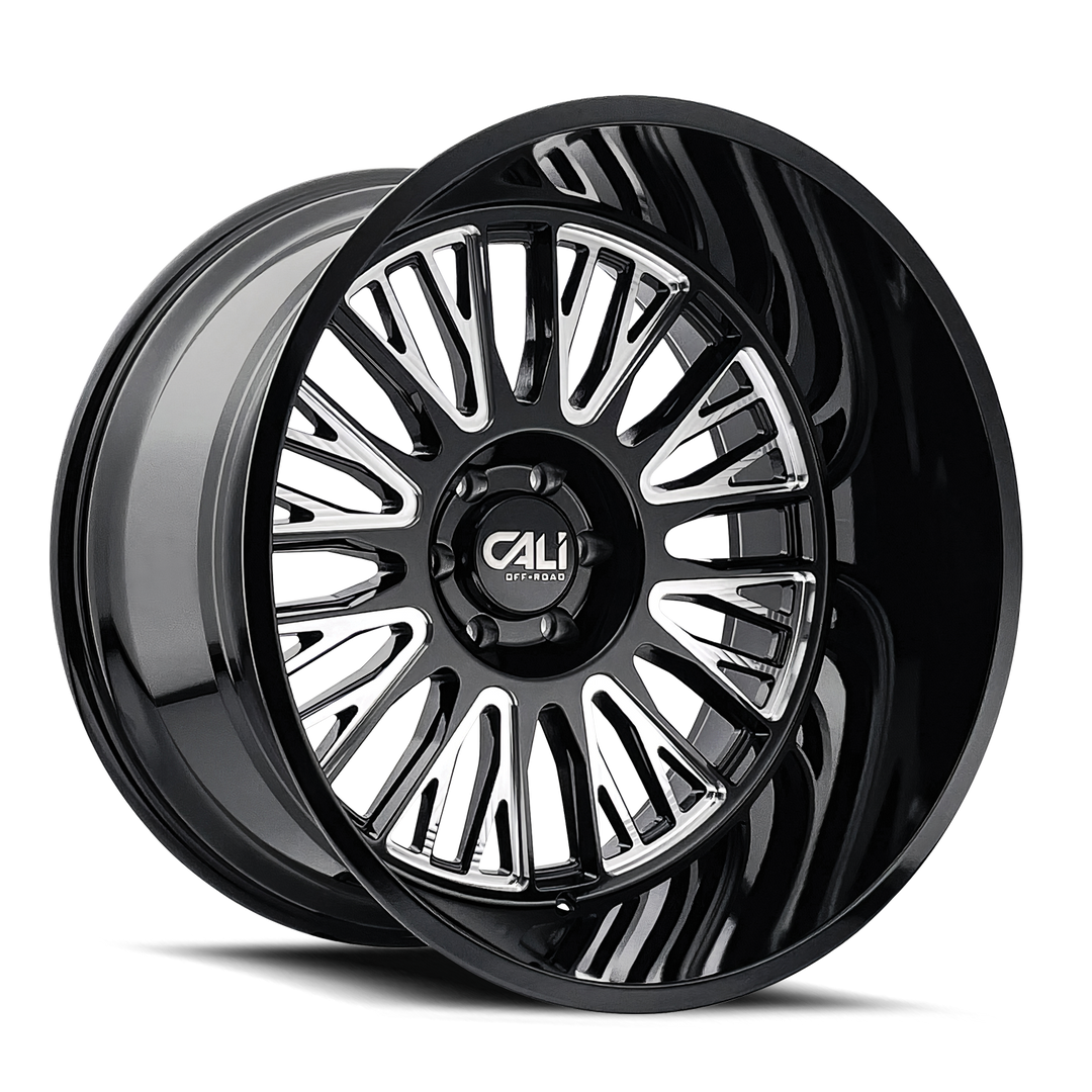 Cali Off-Road Vertex 9116 22x12 6x135 -44 87.1 Gloss Black Milled