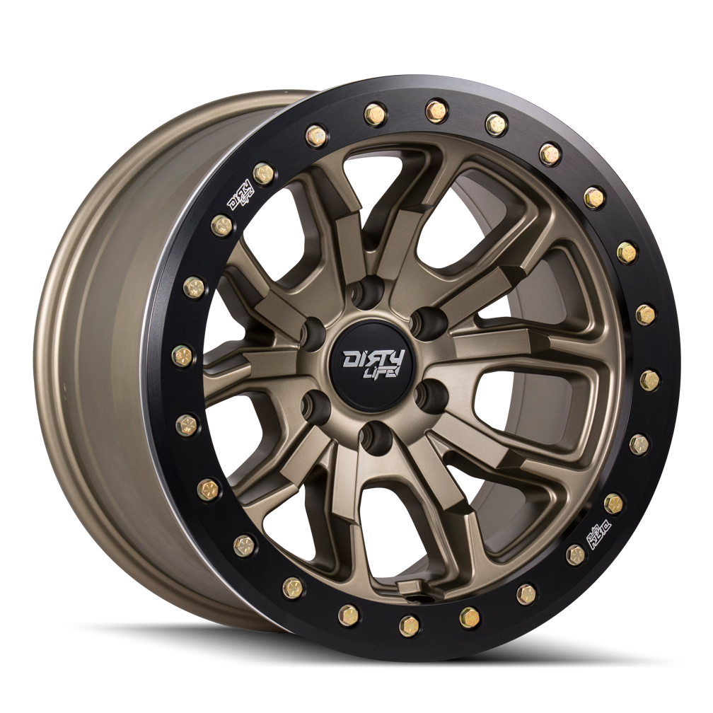 DIRTY LIFE DT-1 9303 17x9 6x139.7  -12 106 MATTE GOLD W/SIMULATED RING - TheWheelShop.ca