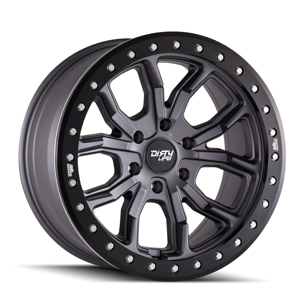 DIRTY LIFE DT-1 9303 17x9 5x127  -12 78.1 MATTE GUNMETAL W/SIMULATED RING - TheWheelShop.ca