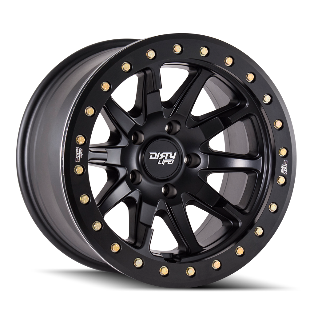 DIRTY LIFE DT-2 9304 17x9 5x127  -12 78.1 MATTE BLACK W/SIMULATED RING - TheWheelShop.ca