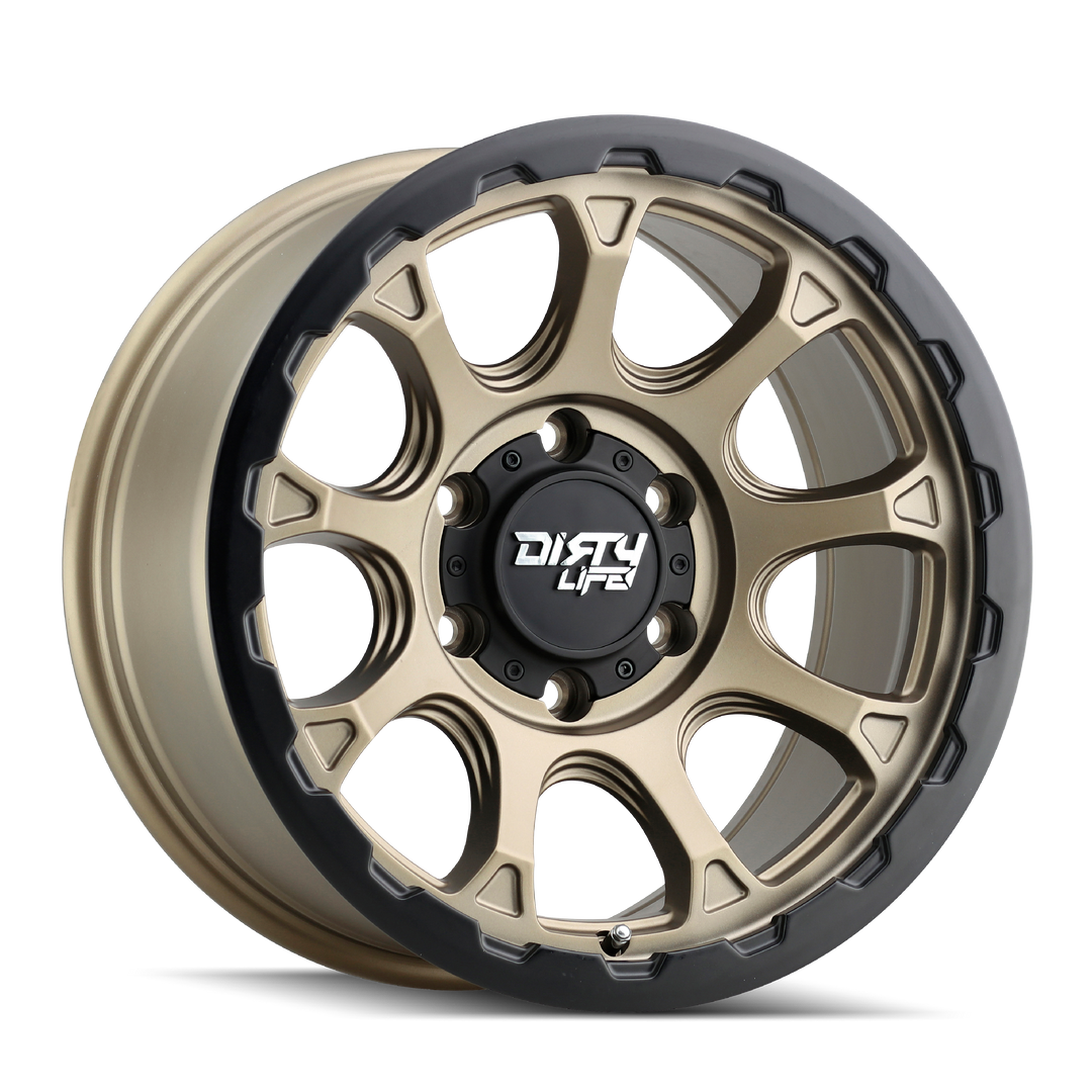 DIRTY LIFE DRIFTER 9307 17x8.5 5x127  -6 78.1 MATTE GOLD W/ MATTE BLACK LIP - TheWheelShop.ca