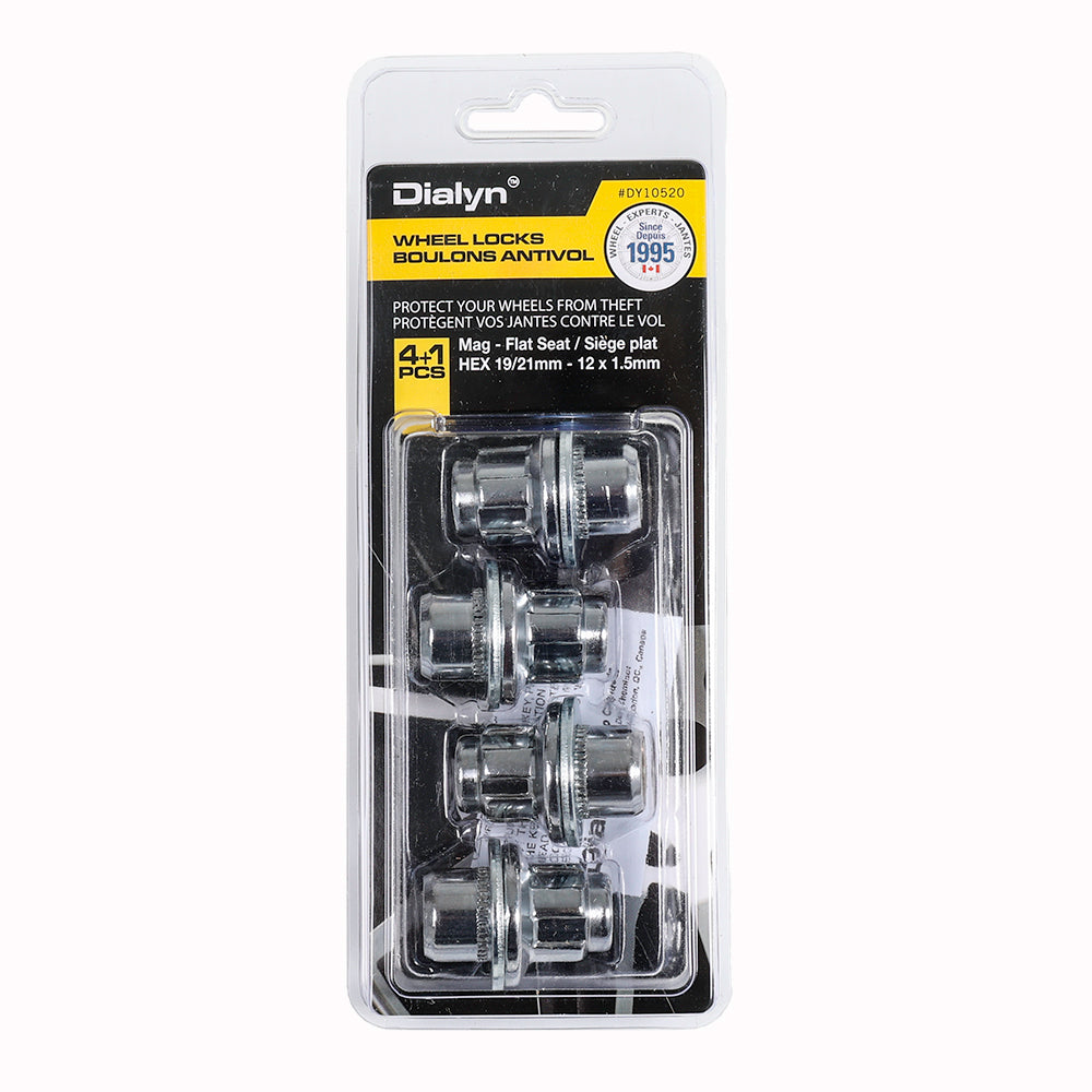 Mag W/Washer Chrome Lock Nut Set Flat Seat-12x1.5mm-19/21mm Hex (PKG/4)