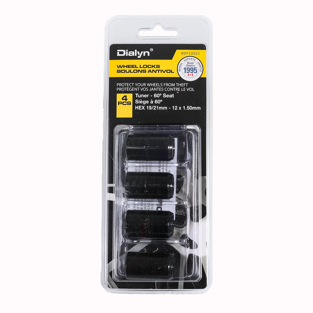 Tuner Black Lock Nut Set 60° Seat-12x1.50mm-19/21mm Hex (PKG/4)