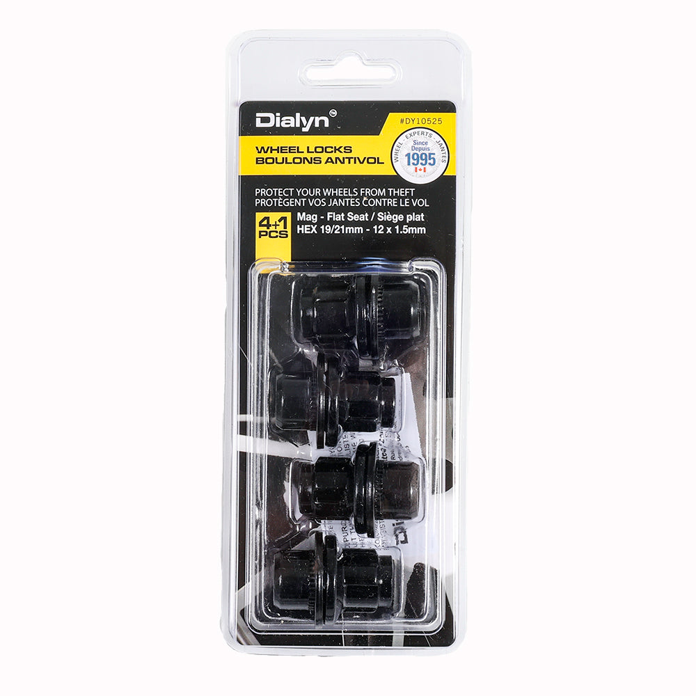 Mag W/Washer Black Lock Nut Set Flat Seat-12x1.5mm-19/21mm Hex (PKG/4)