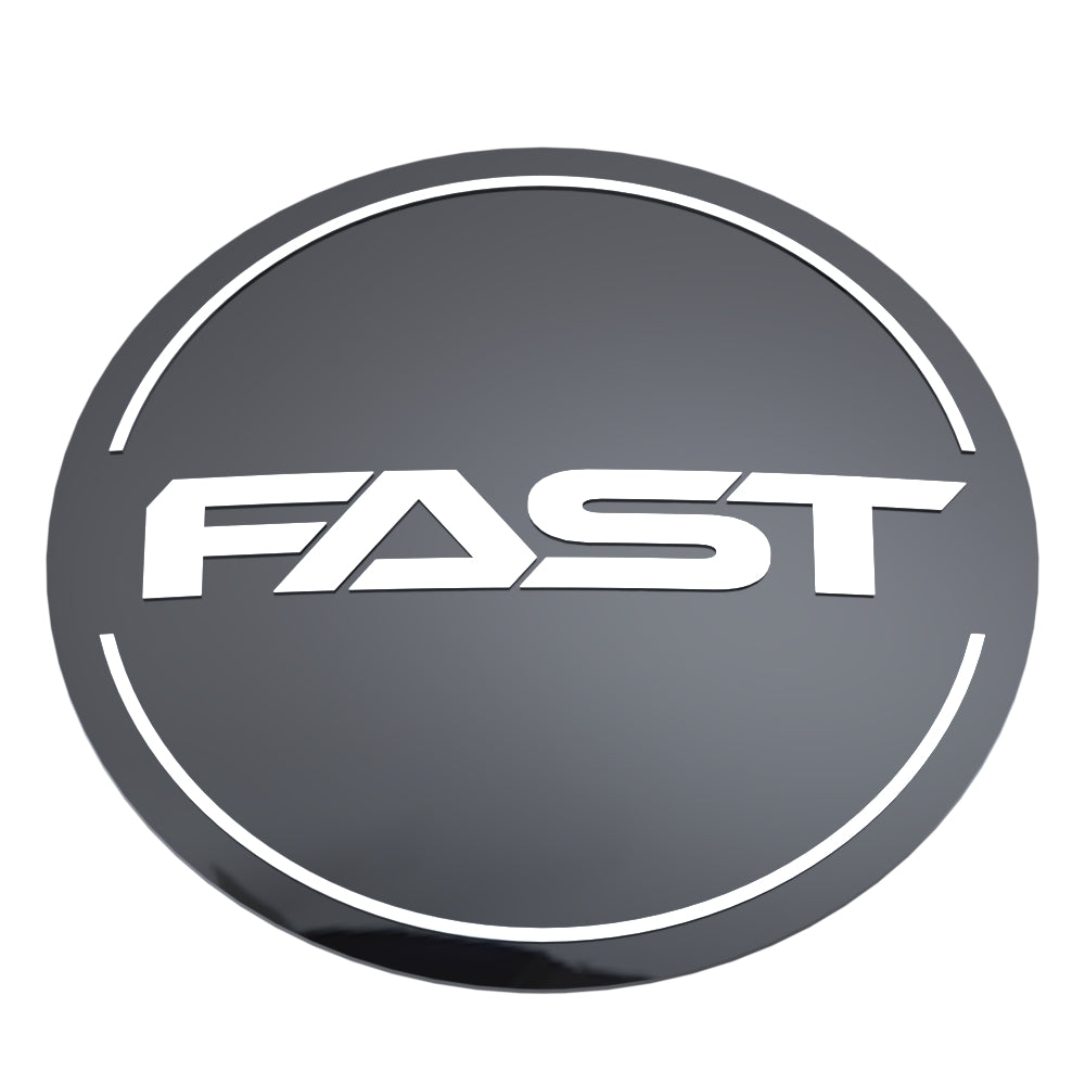 Black Emblem With Brushed Aluminum (FAST) Stroke Logo - Dome - EM-590DBVF