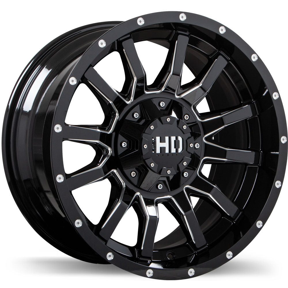 FAST HD TRAXX 17X9.0 6X135 / 139.7MM -15 87.1 GLOSS BLACK WITH MILLED TRIM