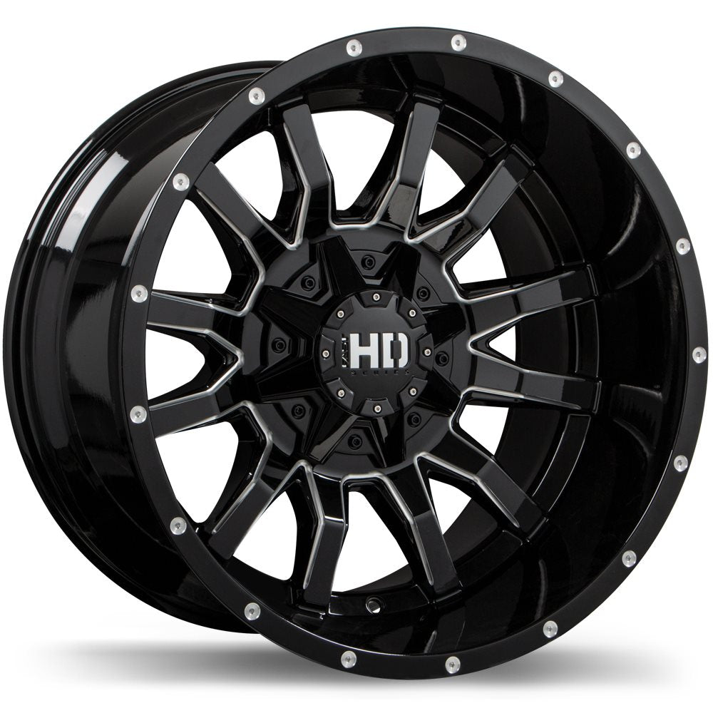 FAST HD SERIES TRAXX 20X10.0 6X135 / 139.7MM -18 87.1 GLOSS BLACK WITH MILLED TRIM - TheWheelShop.ca